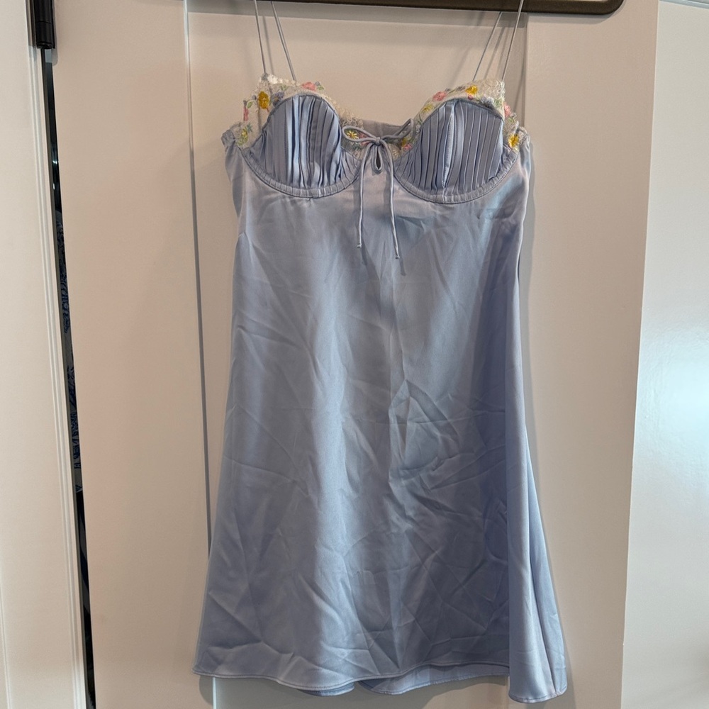 For Love And Lemons Light Blue Mini Dress